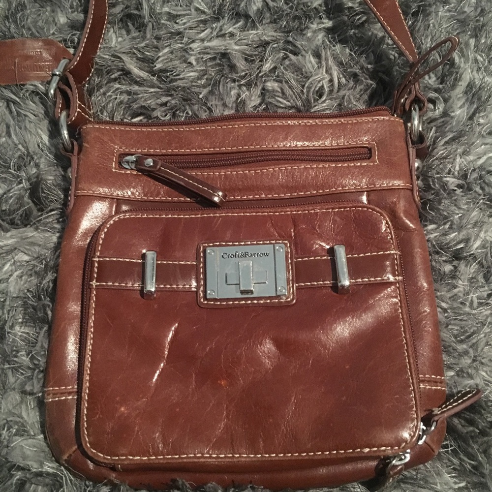Croft & Borrow Brown Leather Cross Body Bag.